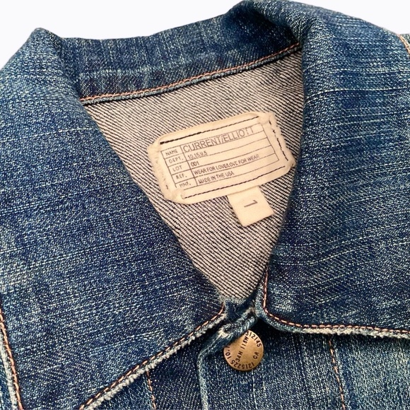 ❤️ As seen on Kim K ❤️ Current/Elliott - Denim Snap Jacket Loved - Size 1/Small - Picture 3 of 3